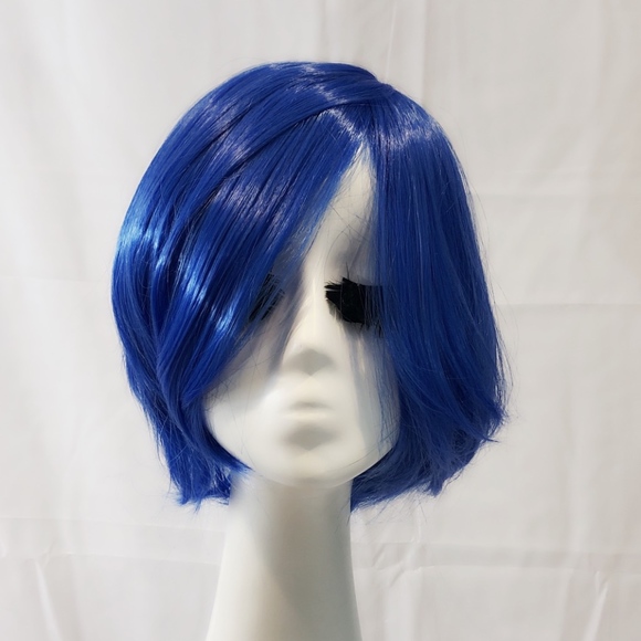 New bright blue bob wig straight hair cosplay